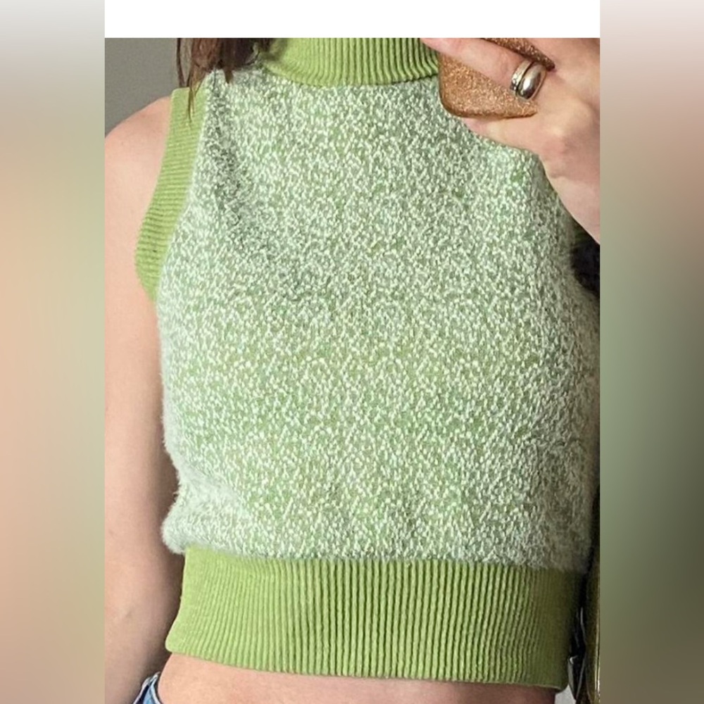 Zara Light Green Textured Tank Top
